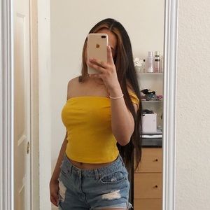 Yellow Bandeau Top